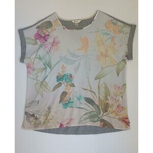 CJ Banks Womens Short Sleeve Tropical Floral Pullover Top Size 1XL